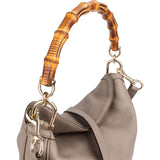 Gucci Pebbled Leather Bamboo Shopper Hobo Shoulder Bag