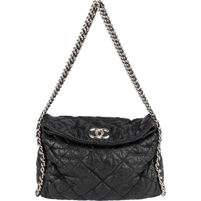 Chanel Quilted Calfskin Bubble Jumbo Single Flap Shoulder Bag - vintageandkickz