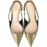 Gucci Green Patent Leather Charlott Chain Slingback Pumps (37)