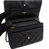 Chanel Quilted Caviar Leather Wallet On Chain Crossbody Bag
