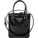Prada Brushed Patent Leather Mini Tote Crossbody Handbag