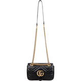 Gucci Black Quilted Leather Marmont GG Flap Crossbody Bag
