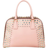 Prada Bicolor Saffiano Lux Leather Studded Crystal Promenade Handbag