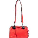 Fendi Red Leather By The Way Small Flowerland Shoulder Handbag