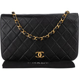 Chanel Quilted Lambskin 24K Gold Single Flap Shoulder Bag