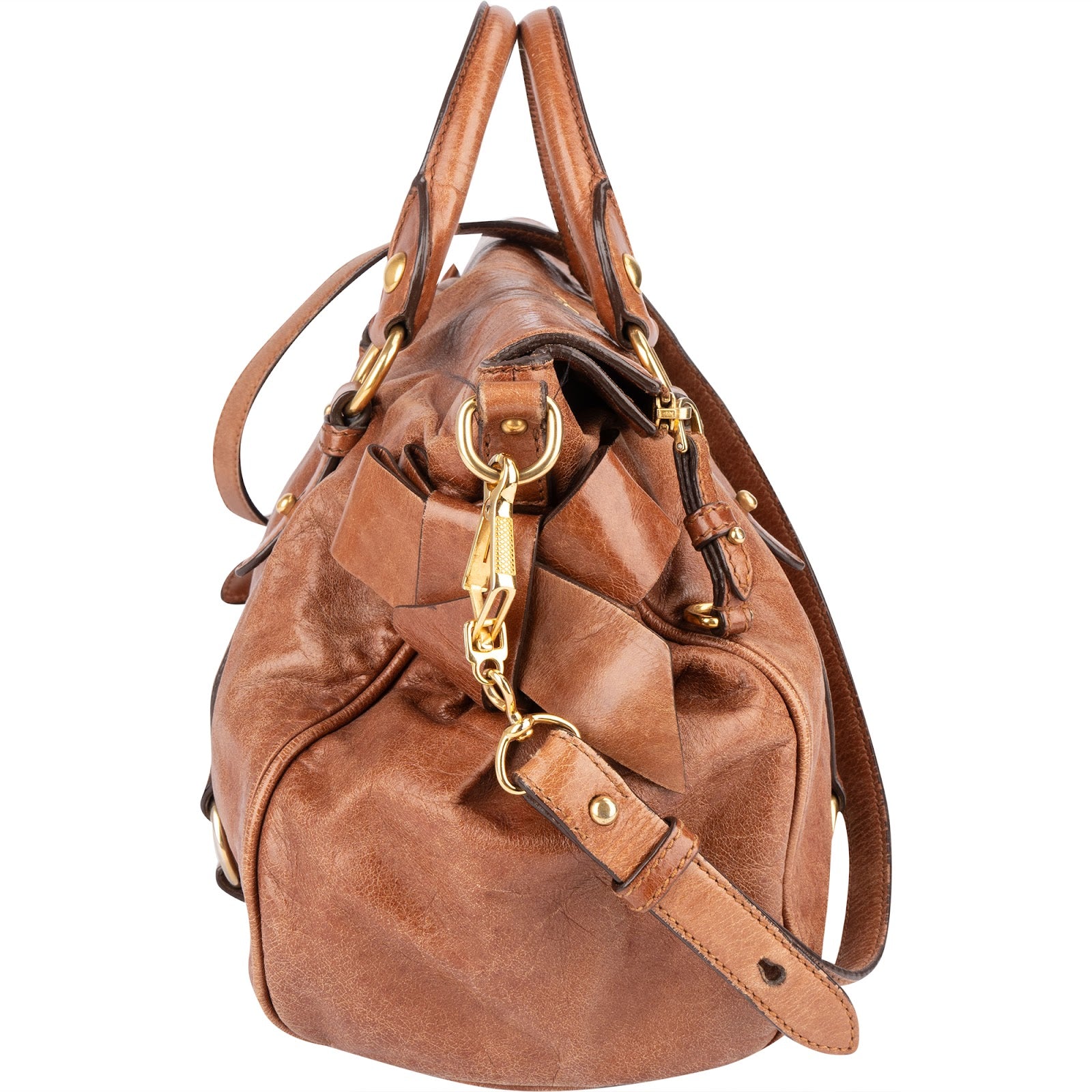 [🔄️B24 / F16] Miu Miu Vitello Lux Bow Bag Handbag - vintageandkickz