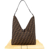 Fendi Monogram FF Zucca Canvas Diagonal Triangle Zip Large Shoulder Bag