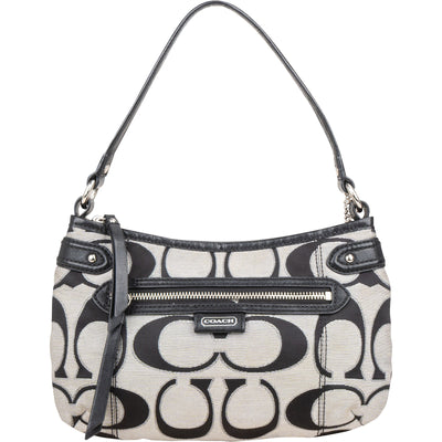 Coach Monogram Signature Black and Grey Shoulder Bag
