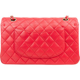 Chanel Quilted Lambskin Medium Double Flap Shoulder Bag Hot Pink