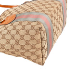 Gucci Monogram GG Canvas Patent Leather Web Small Tote Shoulder Bag