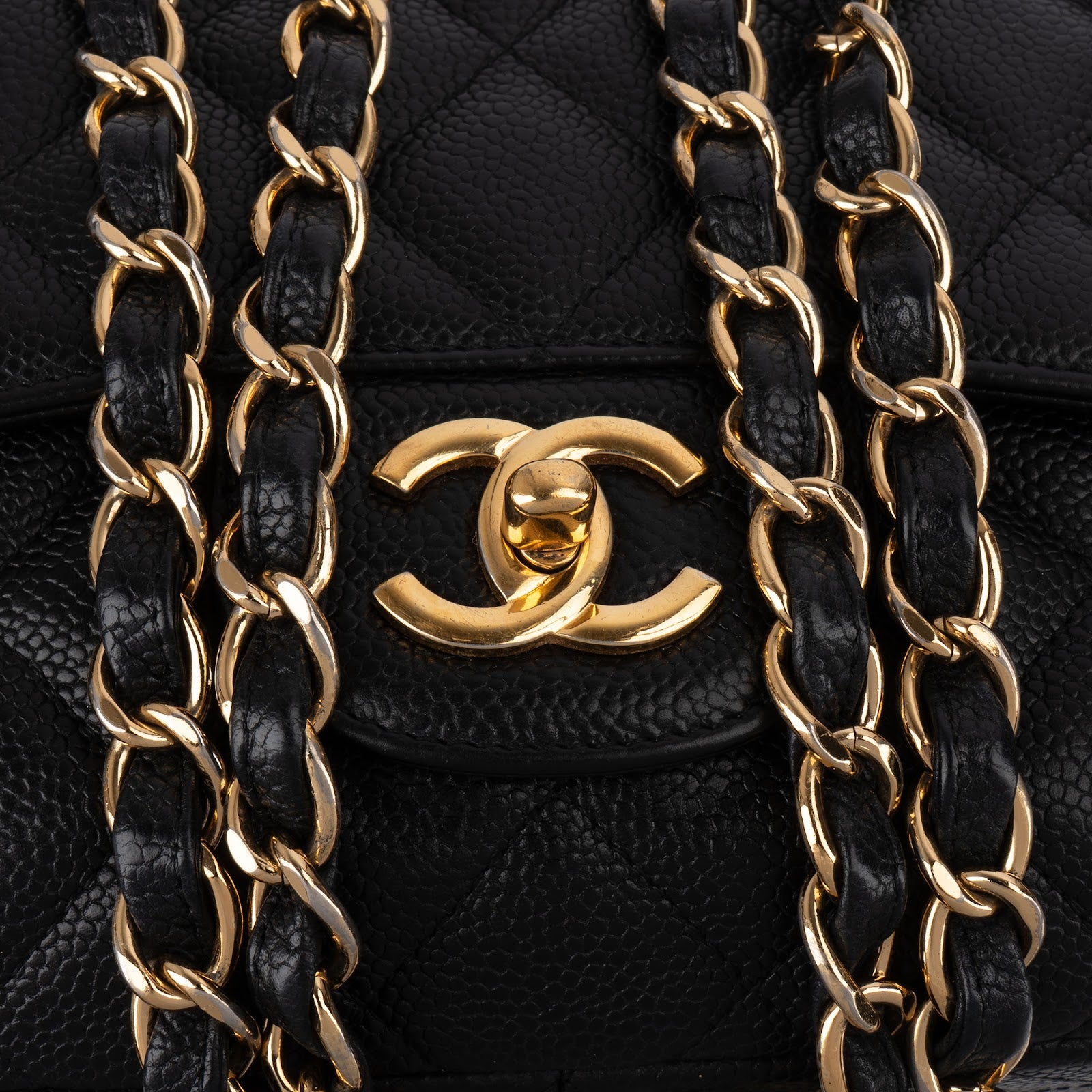 Chanel Quilted Caviar Leather Jumbo Single Flap Crossbody Bag - vintageandkickz