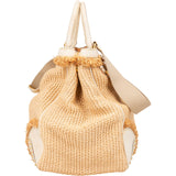 Prada Raffia and Leather Studded Handbag