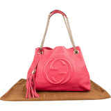 Gucci Grained Pink Leather GG Soho Chain Tote Shoulder Bag