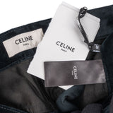 Celine Black Velvet Triomphe Chain Velvet Straight Cut Trousers Pants (28)
