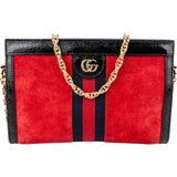 Gucci Suede Patent Leather Ophidia Shoulder Crossbody Bag