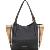 Burberry Black Leather House Check Canterbury Tote Shoulder Bag