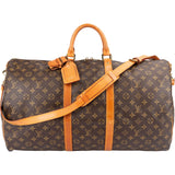 Louis Vuitton Monogram Canvas Keepall 55 Bandoulière Travel Bag