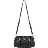 Prada Black Nappa Leather Gauffre Satchel Handbag