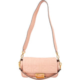 Fendi Embossed Monogram FF Leather Baguette Shoulder Crossbody Bag