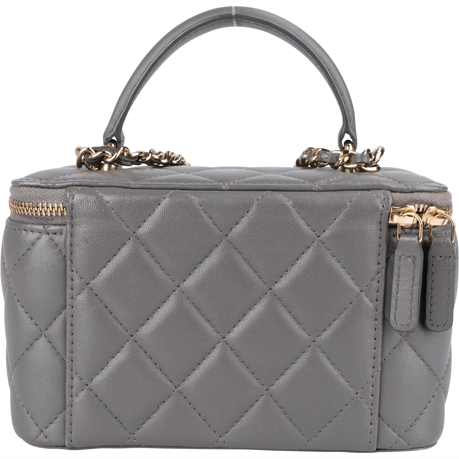 Chanel Quilted Lambskin Top Handle Vanity Case Crossbody Bag - vintageandkickz
