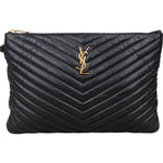 Saint Laurent Quilted Chevron Leather Clutch - vintageandkickz