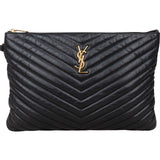 Saint Laurent Quilted Chevron Leather Clutch - vintageandkickz