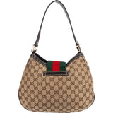 Gucci Monogram GG Canvas Sherry Line Web Stripe Hobo Shoulder Bag