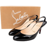 Christian Louboutin Black Patent Leather Corneille Slingback Pumps (39)