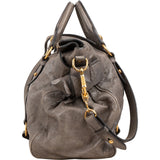 Miu Miu Grey Vitello Lux Leather Bow Satchel Handbag
