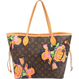 Louis Vuitton Canvas Monogram Roses Neverfull MM Shoulder Bag