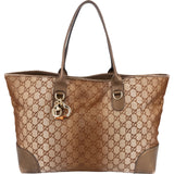 Gucci GG Shimmer Monogram Heart Charm Tote Handbag