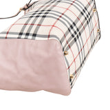 Burberry Haymarket Check Leather Canter Tote Shoulder Bag