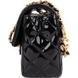 Chanel Quilted Patent Leather Mini Rectangular Single Flap Heart Chain Crossbody Bag