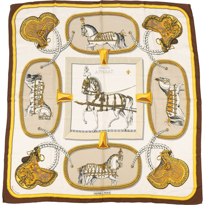 Hermès Grand Apparat Silk Carre 90 Scarf Tuch