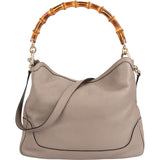 Gucci Pebbled Leather Bamboo Shopper Hobo Shoulder Bag