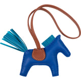 Hermès Blue Electric Tricolor Leather Rodeo PM Pendant