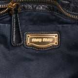 Miu Miu Black Vitello Lux Leather Gathered Satchel Hobo Handbag