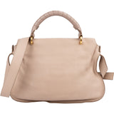 Chloé Beige Grained Calfskin Marcie Top Handle Shoulder Bag