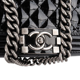 Chanel Quilted Patent Leather Jumbo Boy Single Flap Crossbody Bag
