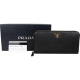 Prada Saffiano Metal Leather Zip Around Wallet