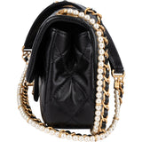 Chanel Quilted Lambskin Pearl Mini Single Flap Crossbody Bag - vintageandkickz