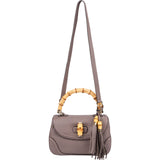 Gucci Lilac Pebbled Leather New Bamboo Top Handle Handbag
