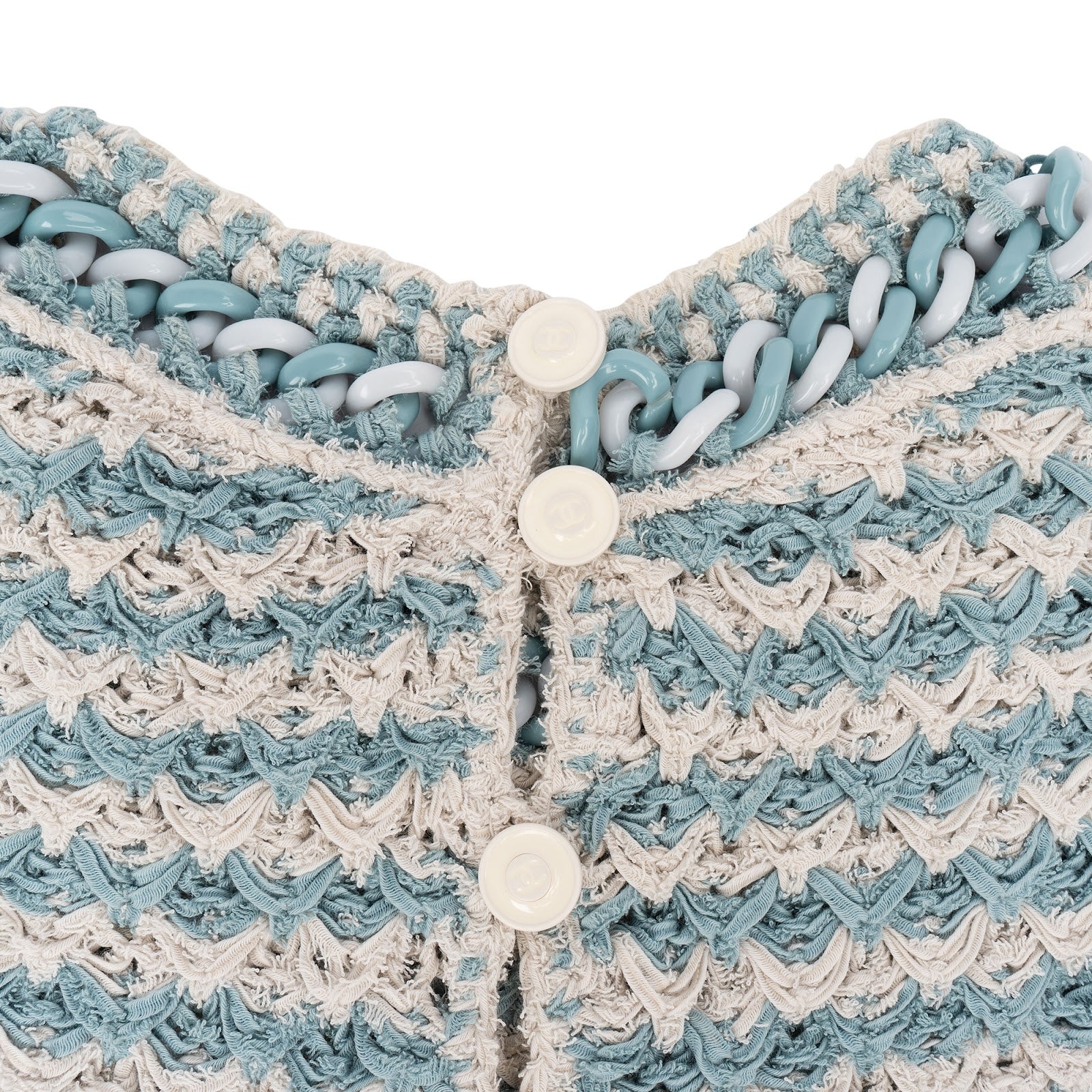 [🔄️B12 / F11] Chanel Multicolor Strickgewebe Knit Chain Trim Dress - vintageandkickz