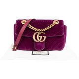 Gucci Velvet Matelassé GG Marmont Small Crossbody Bag