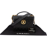 Chanel Jumbo Quilted Lambskin 24K Gold CC Vanity Case Handbag