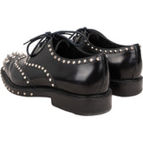 Prada Black Brushed Patent Leather Studded Brogue Loafer Shoes (EU 41)