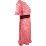 Gucci Pink Spitze Floral Lace Web Waistband Dress (IT40)