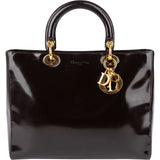 Christian Dior Patent Leather Lady Dior Medium Handbag