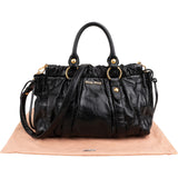 Miu Miu Vitello Lux Gathered Handbag