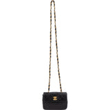 Chanel Quilted Lambskin 24K Gold Mini Square Single Flap Crossbody Bag